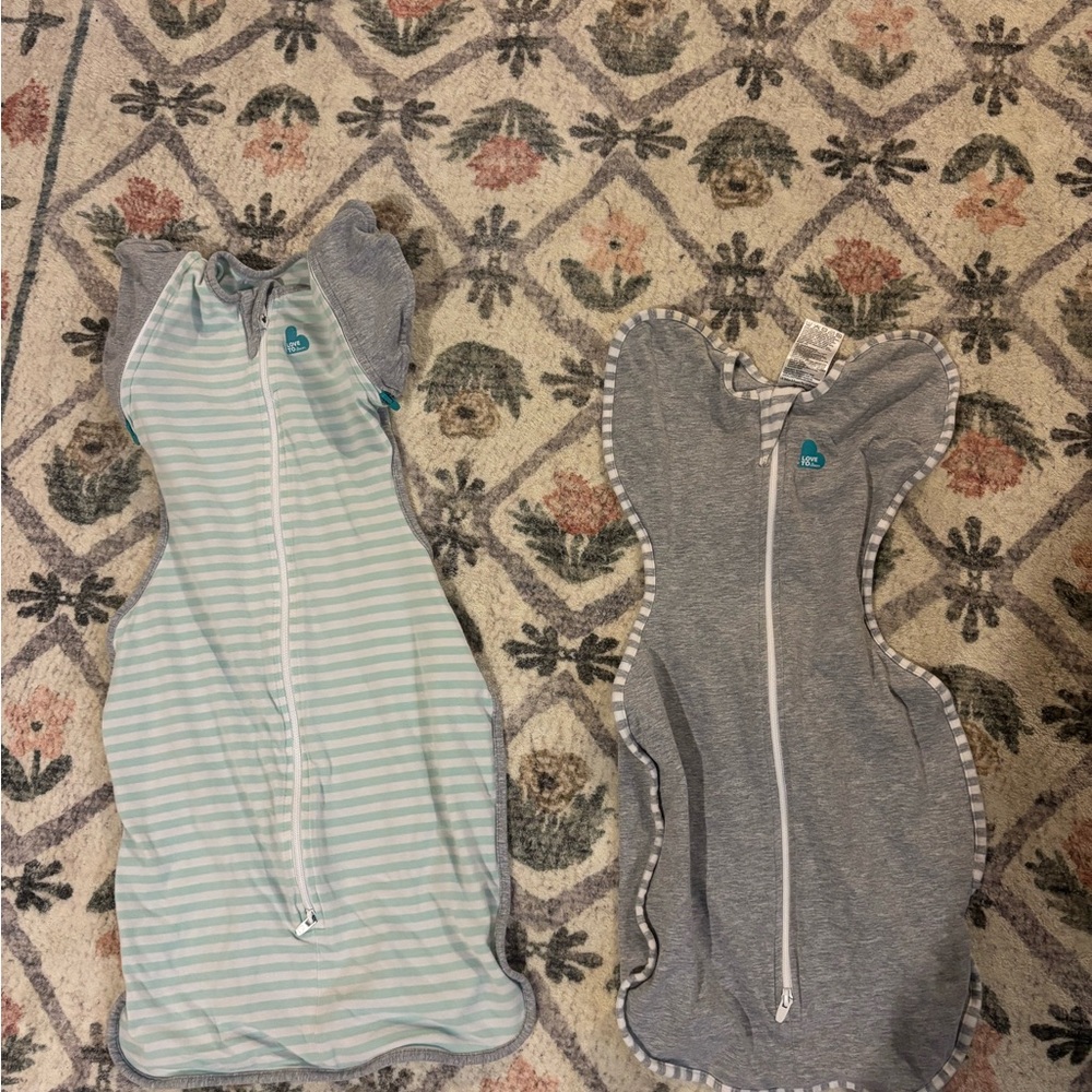 Love to Dream Kids Pajamas - Striped Mint and Solid Gray